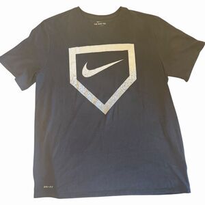 Nike Baseball Home Plate Swoosh Graphic T Shirt Dri Fit Training XL Dark Gray 🔥